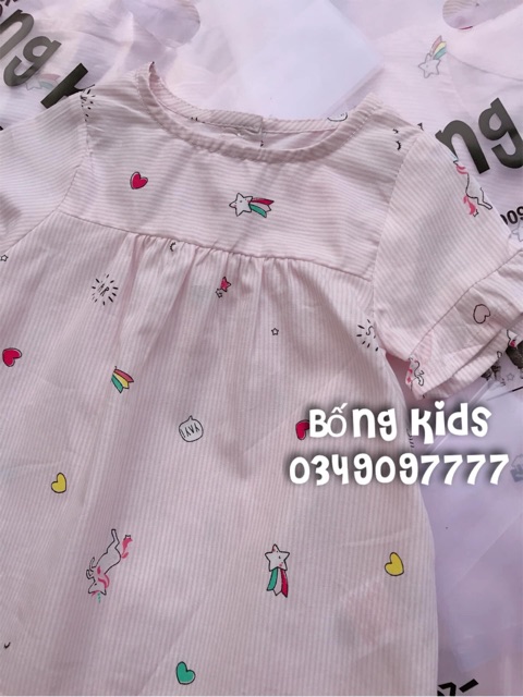 Váy Bé Gái Kỳ Lân Tay Nhún