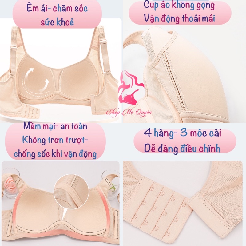 Áo lót không gọng đệm mỏng , áo định hình ngực bản to che mỡ lưng , áo ngực bigsize LOẠI 1