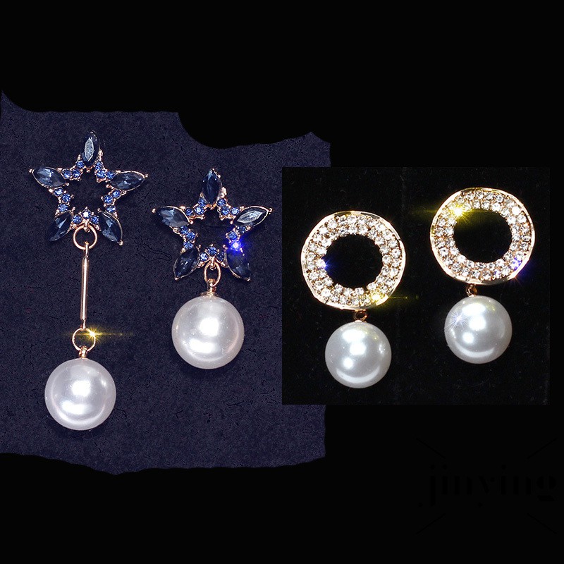 GETNOIVAS Khuyên tai chuỗi hạt ngọc trai nhân tạo phong cách Hàn Quốc