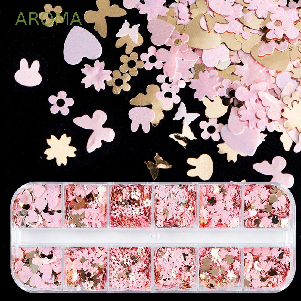 Phụ Kiện Kim Tuyến Hình Thỏ/Hoa Lấp Lánh Trang Trí Móng Tay Cho Nữ