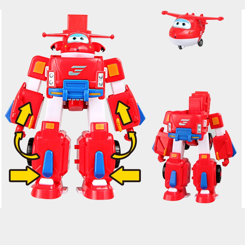 Đồ chơi mô hình Super wings đội bay siêu đẳng máy Jett tia chớp mini và robot Khổng lồ