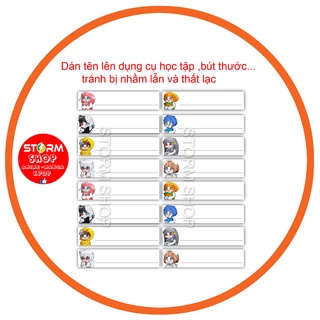 Nhãn dán Hero Team tên bé vào dụng cụ học tập