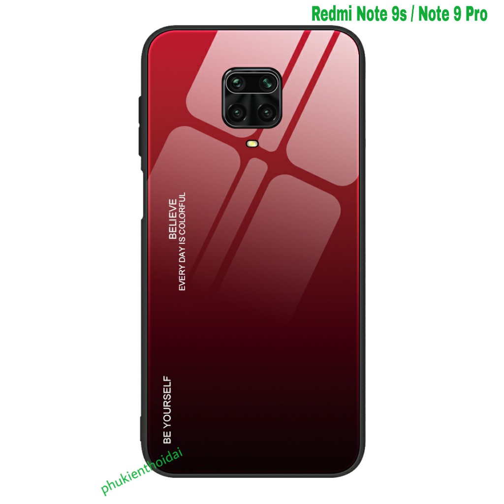 Ốp lưng Redmi Note 9s / Note 9 Pro 💝FREESHIP Từ 50k💝 dùng chung mặt lưng kính đa sắc thời trang cao cấp 1