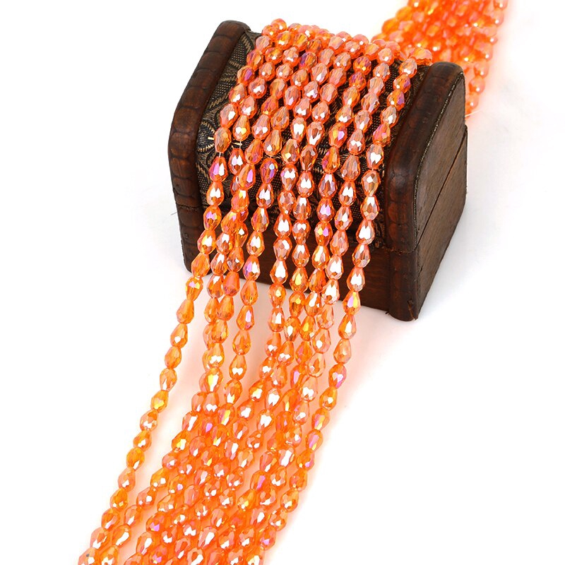 Bộ 70 hạt pha lê hình giọt nước 5x7mm dùng làm trang sức thủ công