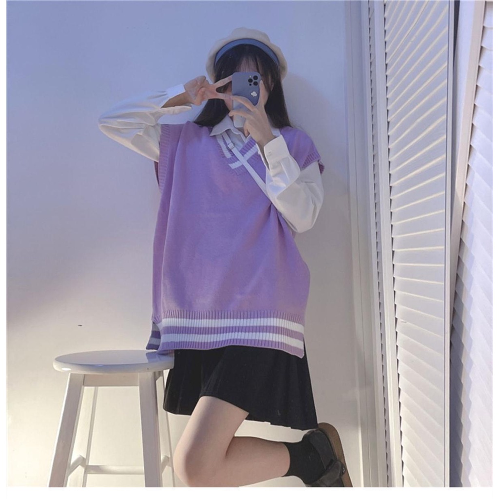 Áo len không tay cổ chữ v thiết kế mới thời trang theo phong cách Hàn Quốc dành cho nữ