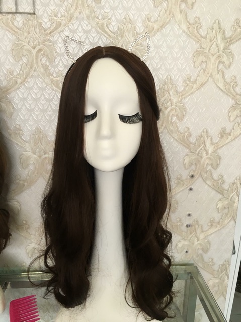 Tóc giả nguyên đầu không mái ❤️FREESHIP❤️❤️ xoăn dài 8181, tặng kèm lưới trùm wig.