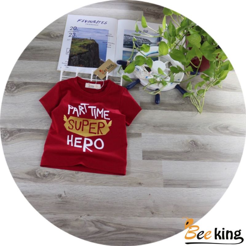 Áo thun chữ super hero siêu anh hùng cho bé trai chất đẹp 100% cotton mềm mịn mát từ 6 tháng tuổi - 10 tuổi