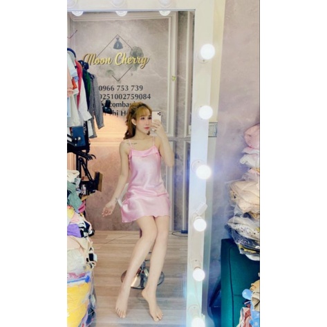 Đầm ngủ nữ Phi lụa Bóng 2 Dây Mịn Mát .