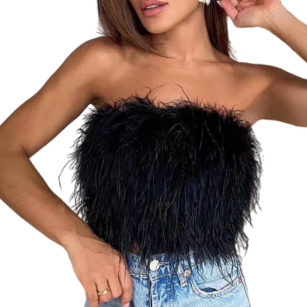 Áo Ống Không Tay Vải Lông Có Khóa Kéo Hở Lưng Thời Trang Xuân Hè 2022 Dành Cho Nữ