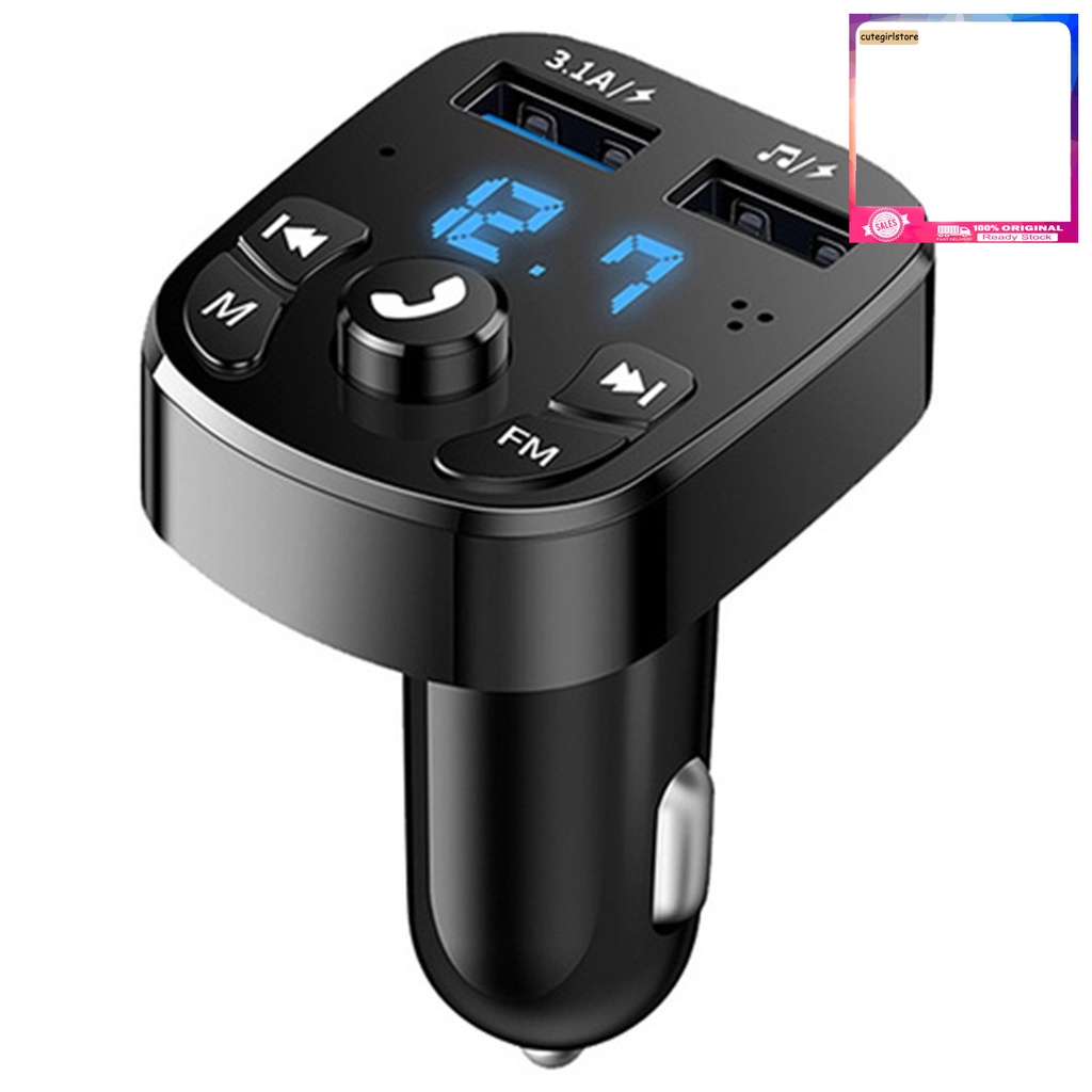 Tẩu sạc nhanh cổng USB kép Bluetooth 5.0 phát FM nghe nhạc MP3 dành cho xe hơi QCDZ
