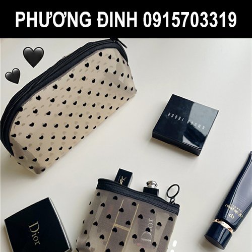 Túi đựng mỹ phẩm, đồ trang điểm trong suốt vải lưới BENTOY MILKJOY