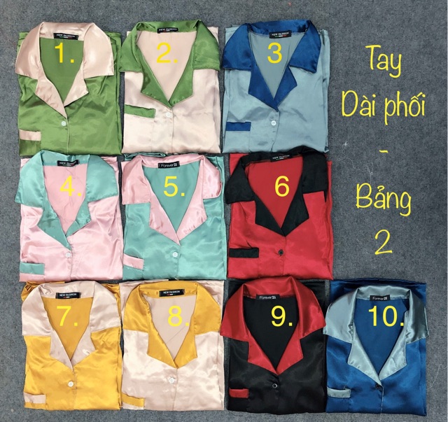 BỘ NGỦ PHI LỤA PHỐI - PIJAMA - TAY Dài QUẦN DÀI