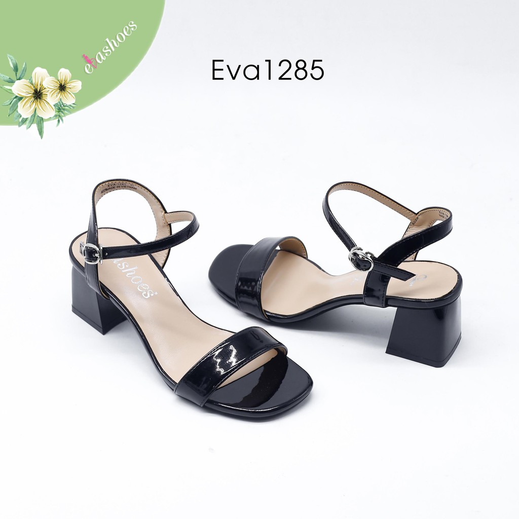 Sandal Gót Vuông Quai Ngang Ánh Kim 5cm Evashoes - Eva1285