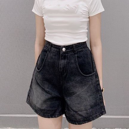 Quần Short Jean Cạp Cao Siêu Đẹp- màu xám
