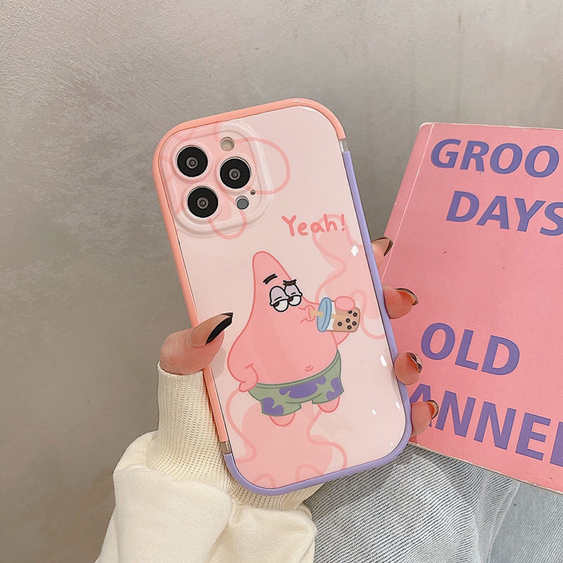 Ốp Điện Thoại Họa Tiết Hoạt Hình spongebob Viền Màu Tương Phản Cho iPhone13 11 12 13 12 11 xr xs 4 12
