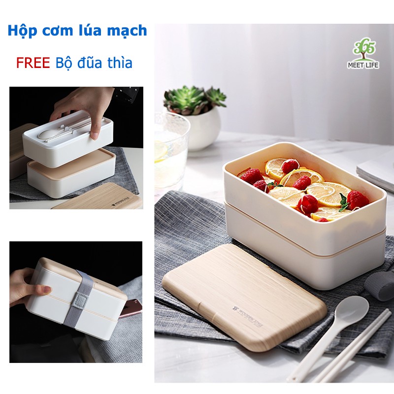 Hộp Cơm Lúa Mạch 2 Tầng Hàn Quốc Xinh Xắn Tiện Dụng