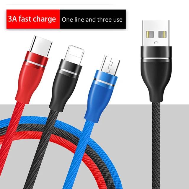 Nohon Dây Cáp Sạc Nhanh 3 Trong 1 Cổng Micro Usb Type C Và Lightning