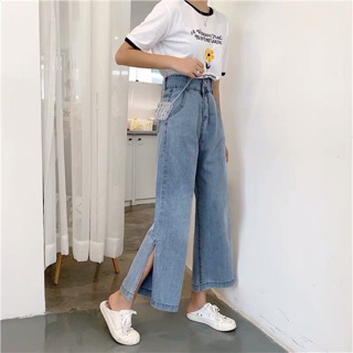 Quần ống rộng Ulzzang xẻ gấu ( ORDER )