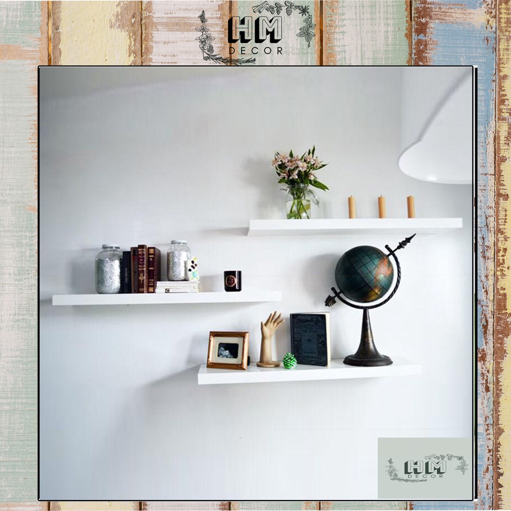 Kệ Thanh Ngang Treo Tường Kết Cấu Giấu Chân, Gỗ MDF Nhập Khẩu, Kèm Phụ Kiện - HM DECOR