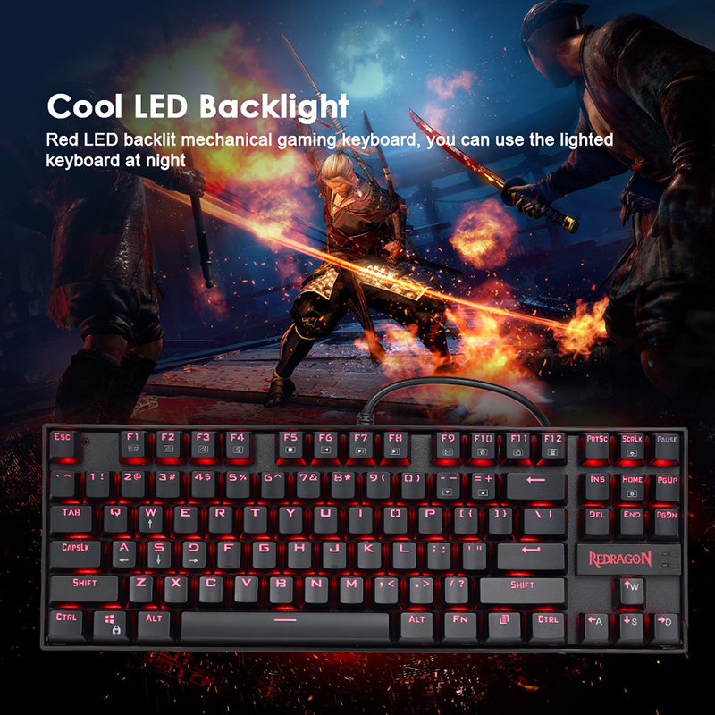 Redragon K552RGB KUMARA K552 Đèn nền RGB Bàn phím chơi game cơ học 87 Phím Màu xanh lam Công tắc Bàn phím có đèn nền cho người chơi game