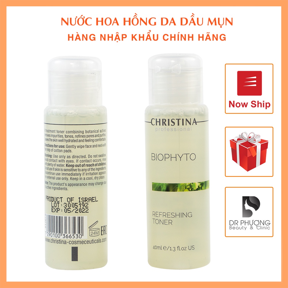 [CHÍNH HÃNG] Nước Hoa Hồng Cho Da Dầu Mụn Toner CHRISTINA BIOPHYTO nước cân bằng da 40ML