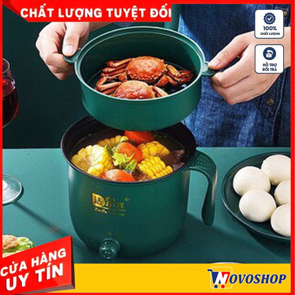 Ca Nấu Mì, Nồi Lẩu Mini,Nồi Đa Năng Nấu Cơm Có Tay Cầm 1,8L - 2 Nấc Nhiệt Mẫu Mới 2021 Kèm Giá Hấp