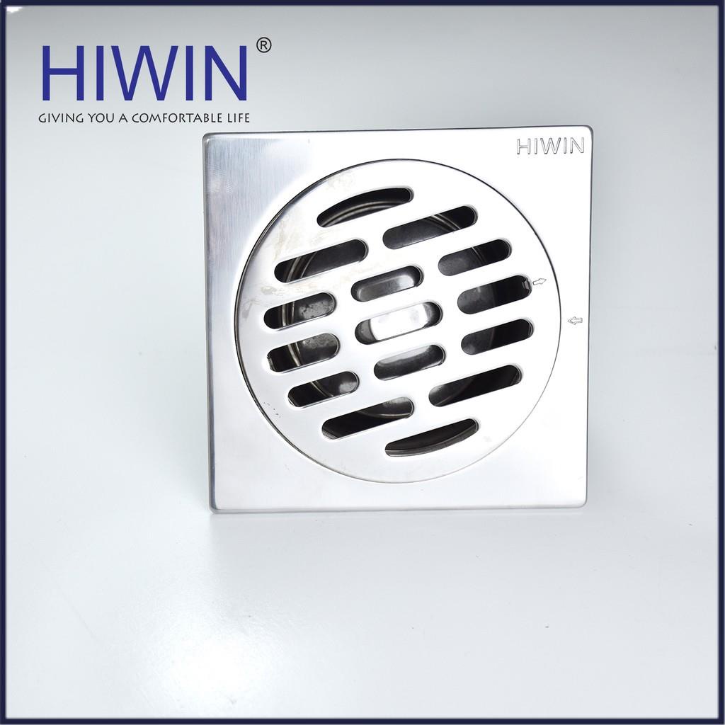 Phễu ga thoát sàn ngăn mùi hôi inox 304 mặt gương bóng kích thước 120x120mm HIWIN FD-6322