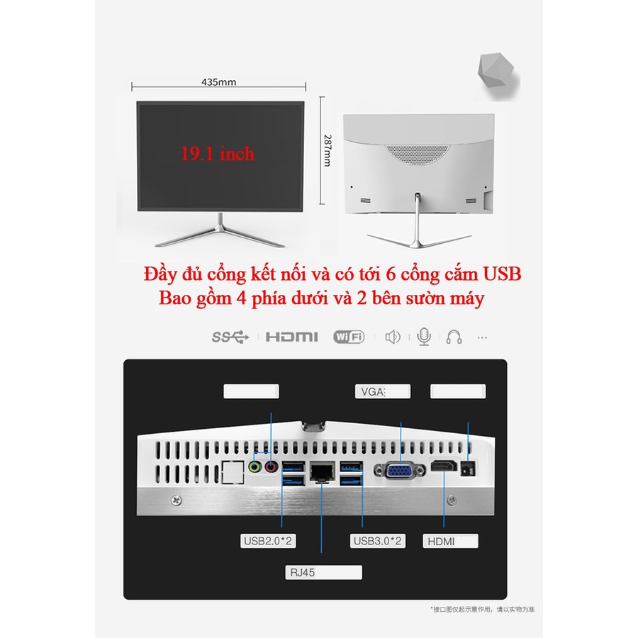 Trọn Bộ Máy Tính All In One Thế Hệ Mới Intel Core I5- I3 Ram 4G,SSD M2 128G,Tích hợp Webcam,Micro,Loa -Cài đặt sẵn win10 | BigBuy360 - bigbuy360.vn