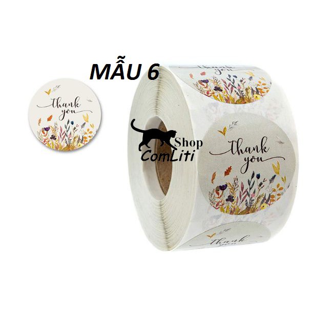 Cuộn 500 Tem Dán Cảm Ơn, Nhãn Label Thank you Nhiều Mẫu