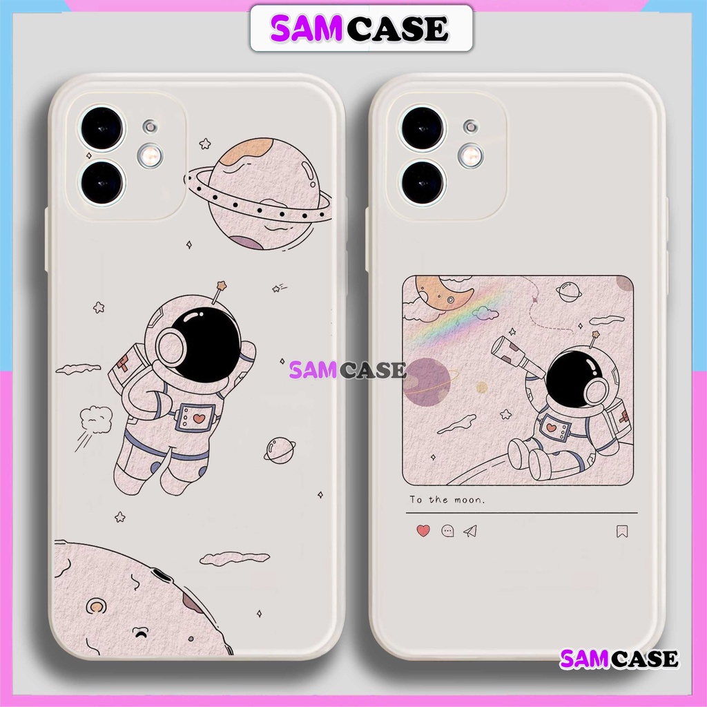 Ốp lưng iPhone Phi hành gia Nasa Cute cạnh viền vuông silicon mềm dẻo cho ip 6/6s/7/8/X/XS/XR/11/12/13/14 Pro Plus Max