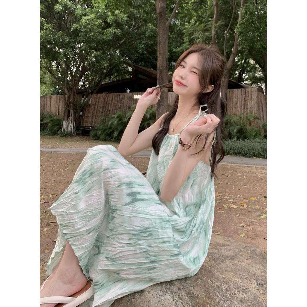 Đầm Hai Dây Dáng Ôm Dài Vừa Phong Cách Retro Pháp 62022