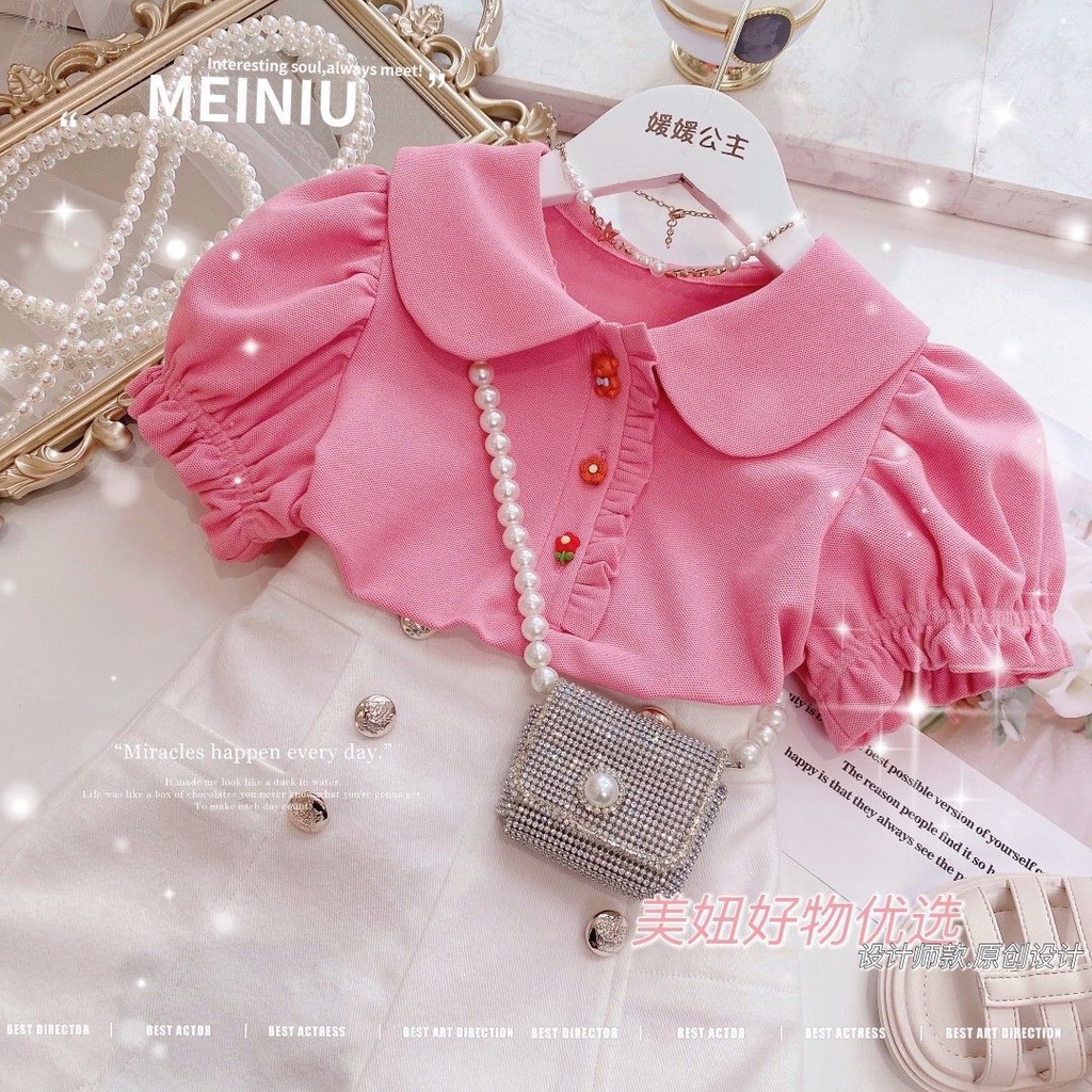 Set Áo POLO Màu Hồng + Quần Short Thời Trang Mùa Hè Cho Bé Gái