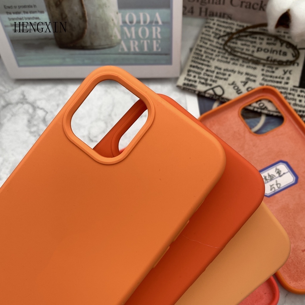 Orange series liquid silicone phone case suitable for iPhone7 8 SE2020 7P 8P XS XR XSMAX 11 PRO 12 PRO MAX All-inclusive drop protection case