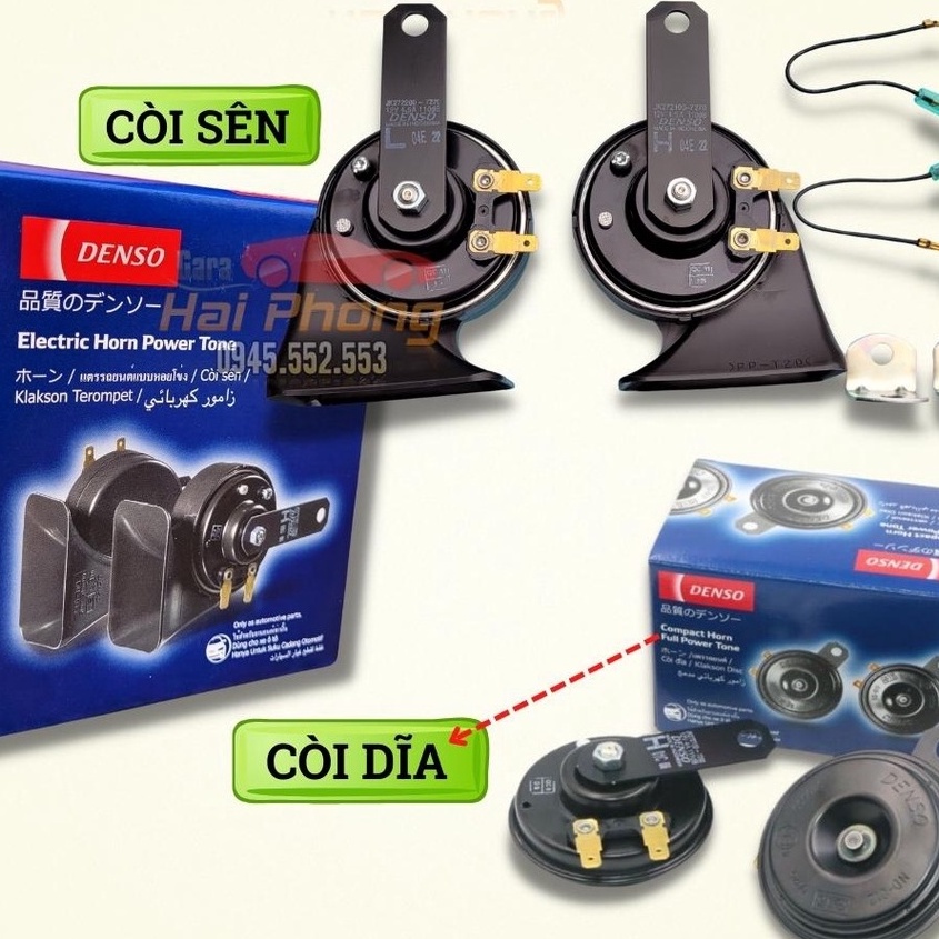 Còi Denso made in Indonesia 12V- Giắc bát đầy đủ- Lắp được hầu hết các xe ô tô từ 4 chỗ đến 16 chỗ - Nội Thất Xế Cưng