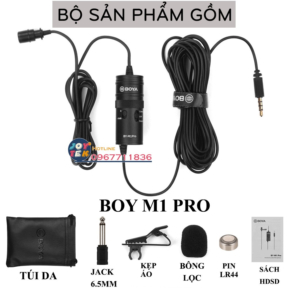 Micro thu âm Boya M1 PRO- Micro ghi âm cho điện thoại máy tính dùng dạy học livestream làm vlog - Hàng chính hãng boya