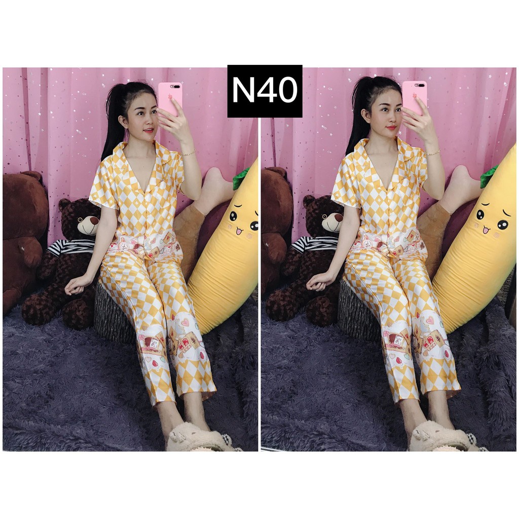 Đồ Bộ Nữ Lụa Satin Tay Ngắn Quần Dài Siêu Đẹp Siêu Sang_Kèm Hình Thật | BigBuy360 - bigbuy360.vn