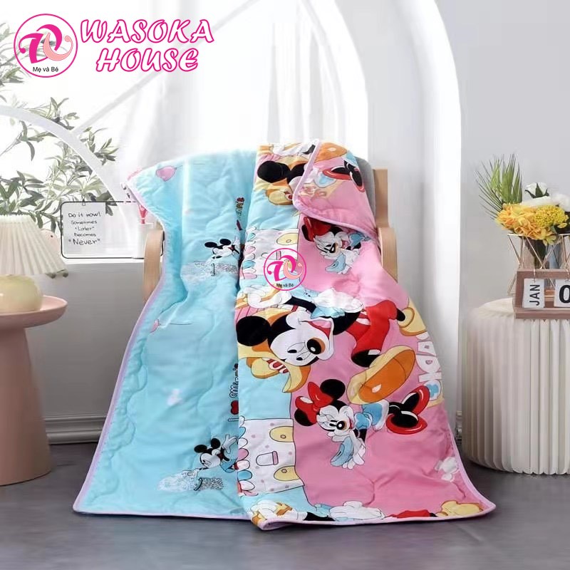 Chăn mền cho bé vải cotton đũi mềm thoáng mát 1mx1m4 (Hàng loại 1), chăn hè mỏng cho bé đi học, ngủ máy lạnh