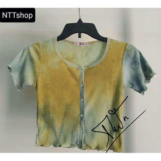 ÁO CROPTOP NÚT(thun gân vải loan)