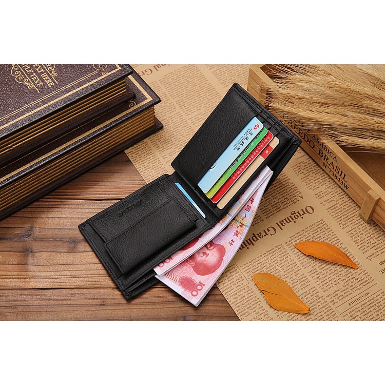 Bóp Ví Nam Da Bò Thật Cao Cấp Giá Rẻ Nhiều Ngăn Đựng Tiền Thẻ Card Phong Cách Lịch Lãm Giản Dị