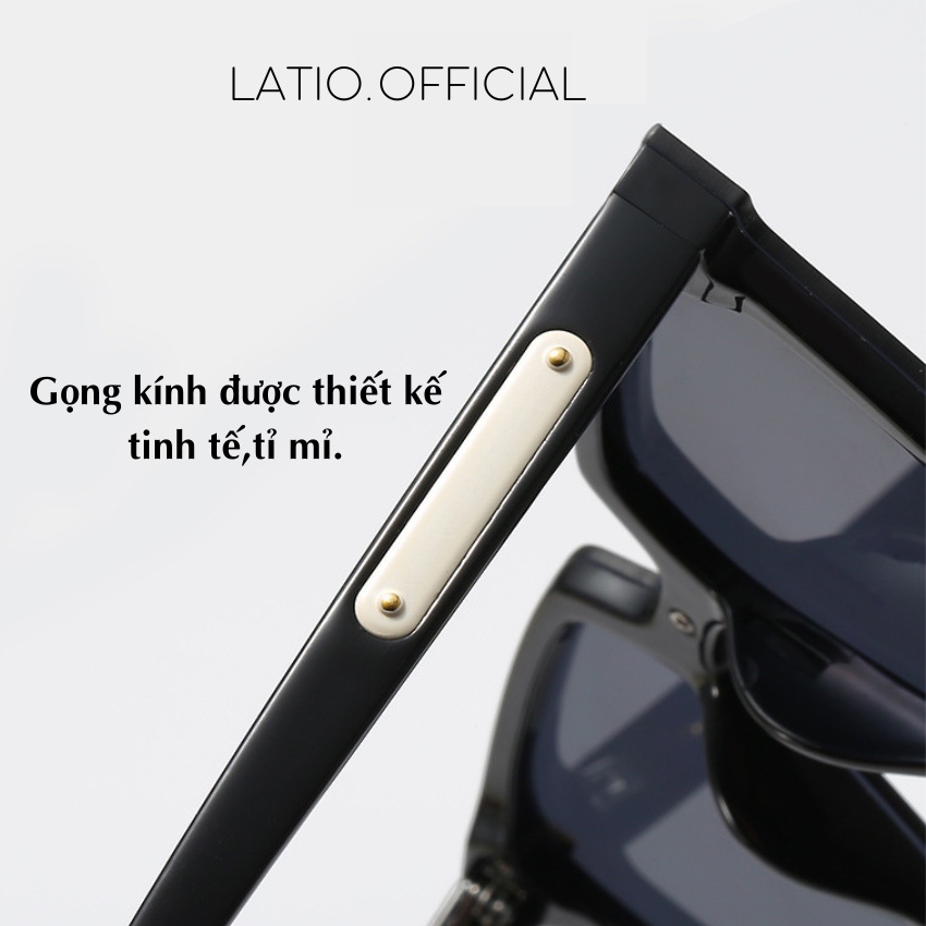 Kính mát Nam Nữ thời trang LATIO 2023 dáng vuông gọng nhựa mắt kính râm chống tia UV KM58