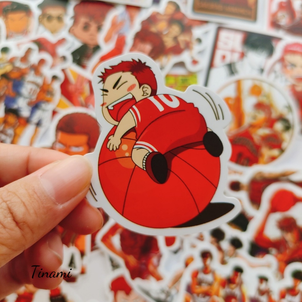 Bộ 50 hình dán Sticker Cao thủ bóng rổ SLAM DUNK trang trí điện thoại latop mũ bảo hểm xe máy vali ván trượt