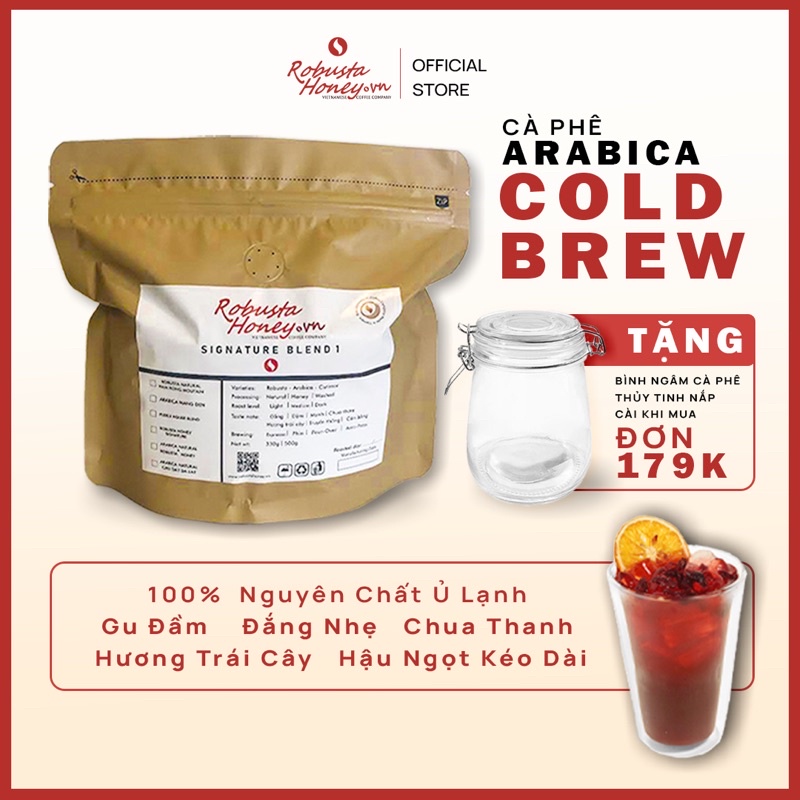 Cà Phê ARABICA COLD BREW Hộp 10 Gói  túi lọc pha Cold Brew