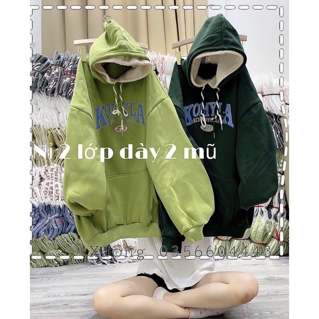 Áo hoodie form rộng tay bồng hai mũ - Komyla