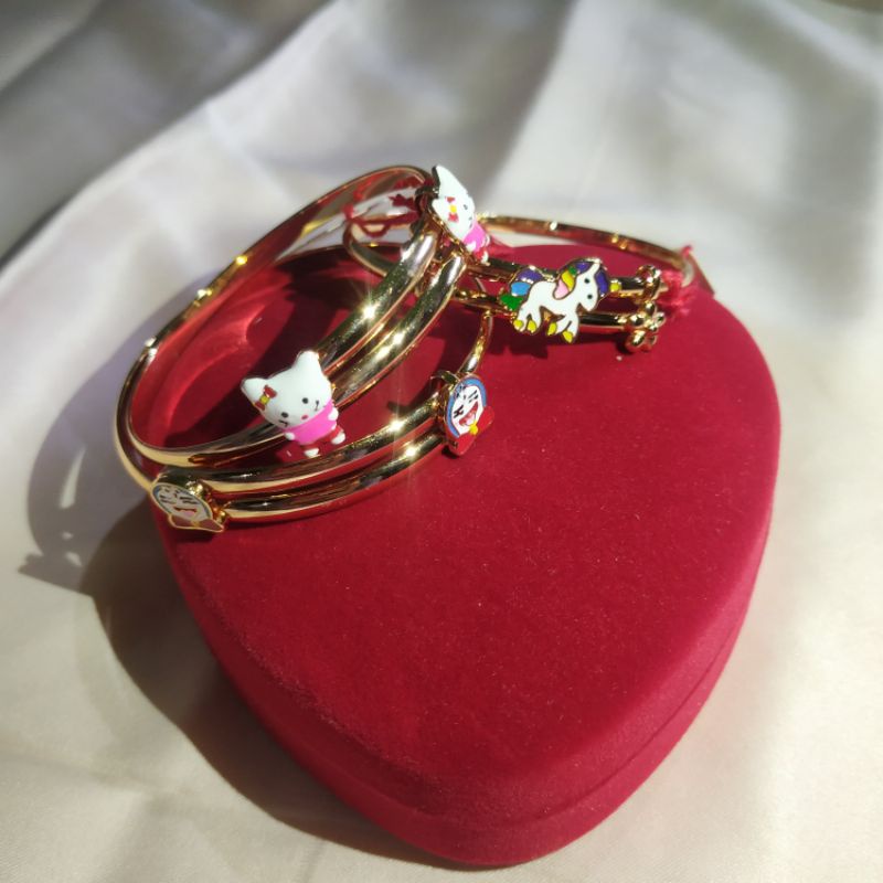 Vòng Tay Mạ Vàng 18K Hình Hello KITTY/Kỳ Lân DORAEMON Xinh Xắn