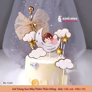 Set Cắm Thiên Thần Bé Trai Bé Gái trang trí Bánh Sinh Nhật Phụ Kiện Bánh Kem cho Bé