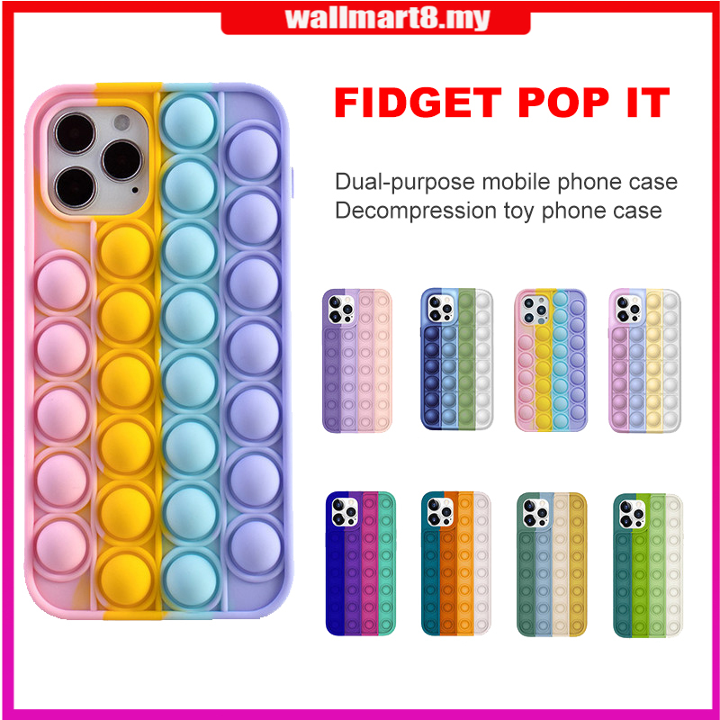 [Hàng sẵn sàng] Hộp đựng điện thoại Pop It Push Bubble 2 trong 1 Đồ chơi thần tài giảm căng thẳng cho iPhone 12 Pro Mini 11 XS Max XR 7 8 Plus