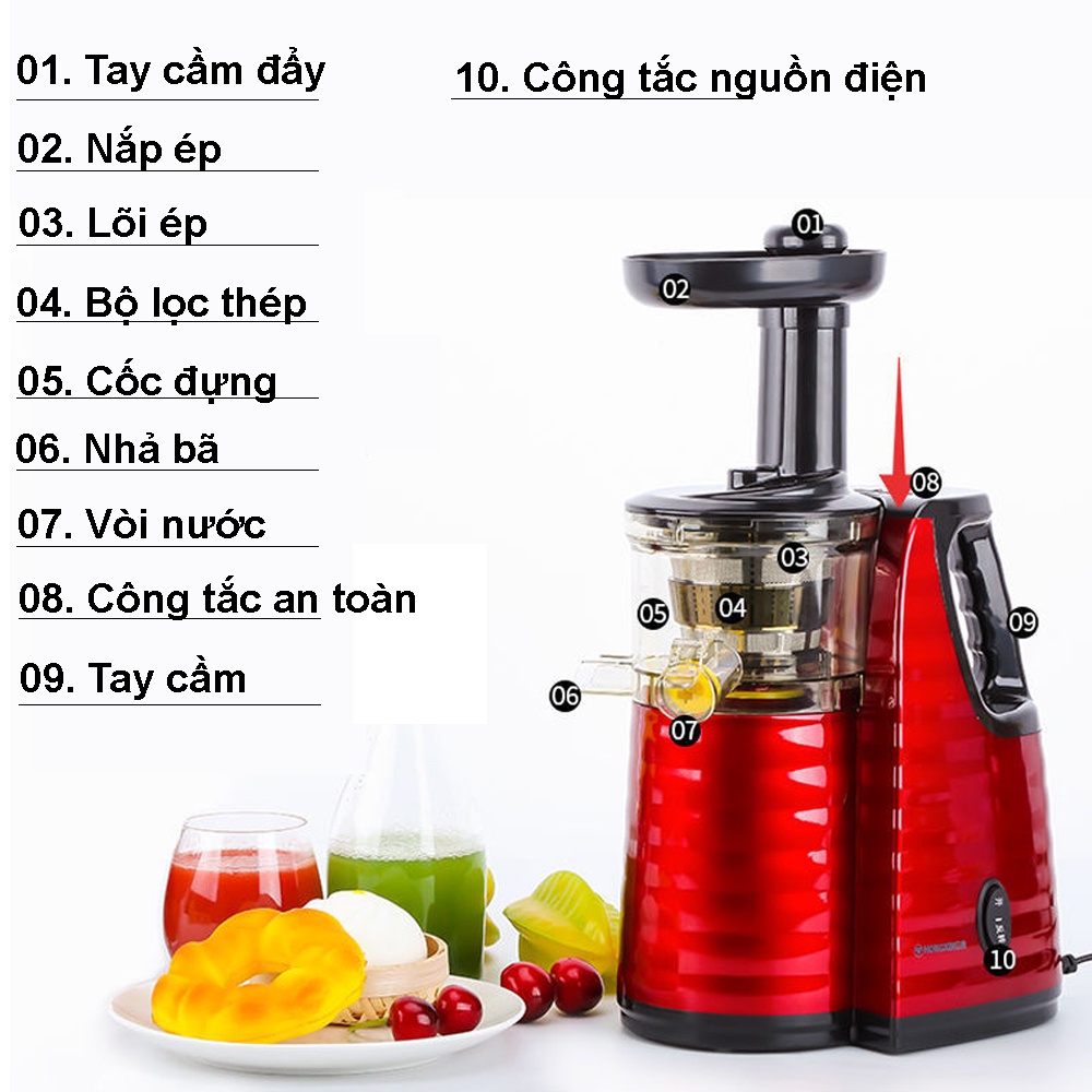 Máy ép chậm hoa quả MISUSHITA MS-2266 thương hiệu Thái Lan, Máy ép trái cây bảo hành chính hãng lên đến 24 tháng