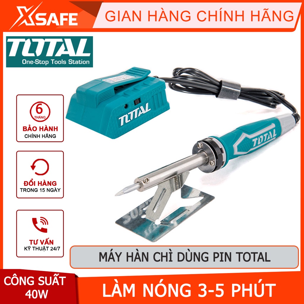 Mỏ hàn chì dùng pin TOTAL TSILI2001 Mỏ hàn thiết dùng pin Lithium 40W 20V - Không bao gồm pin và sạc - Chính hãng[XSAFE]