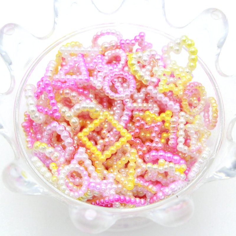 [Còn Hàng] Hạt Ngọc Trai ABS Màu Gradient Hình Nơ Trái Tim Trang Trí Diy Trang Trí Điện Thoại Diy [Giao Hàng Nhanh]