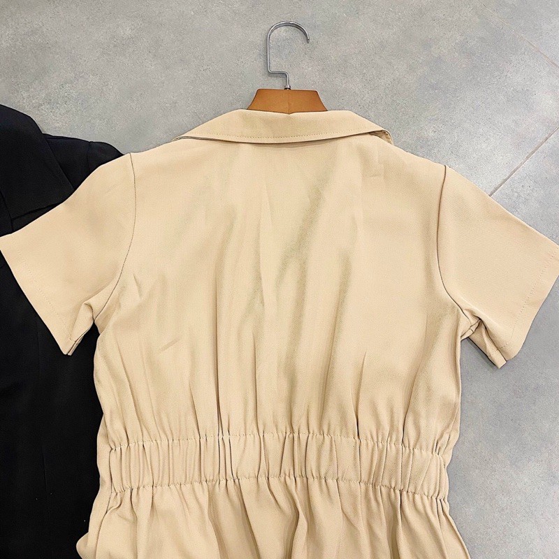 Đầm Xinh MOLY DRESS thiết kế đơn giản cổ vest tinh tế form suông basic chất vải lụa dày dặn
